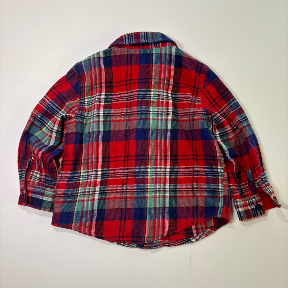 Old Navy Toddler Boys Plaid Flannel Shirt Red Blue Green Size 3T - Picture 3 of 4